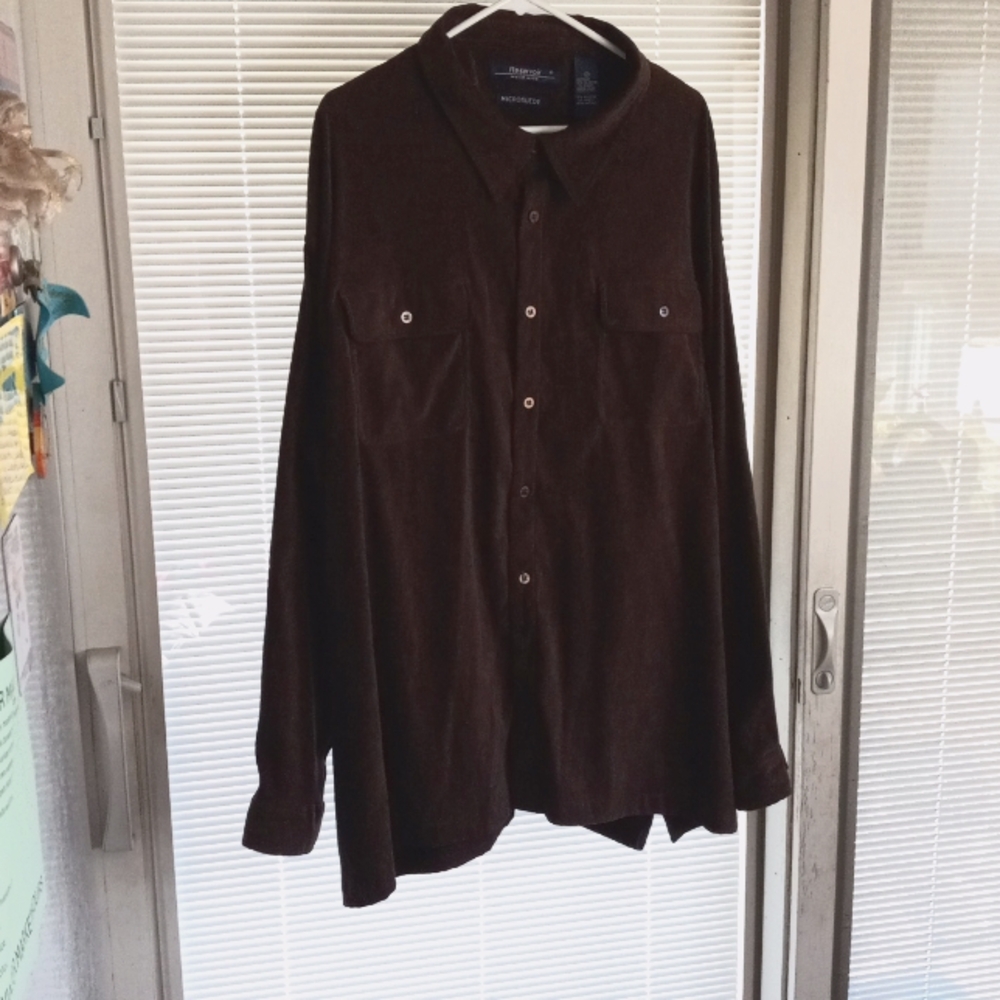 Men's 5x Microsuede brown long sleeve shirt